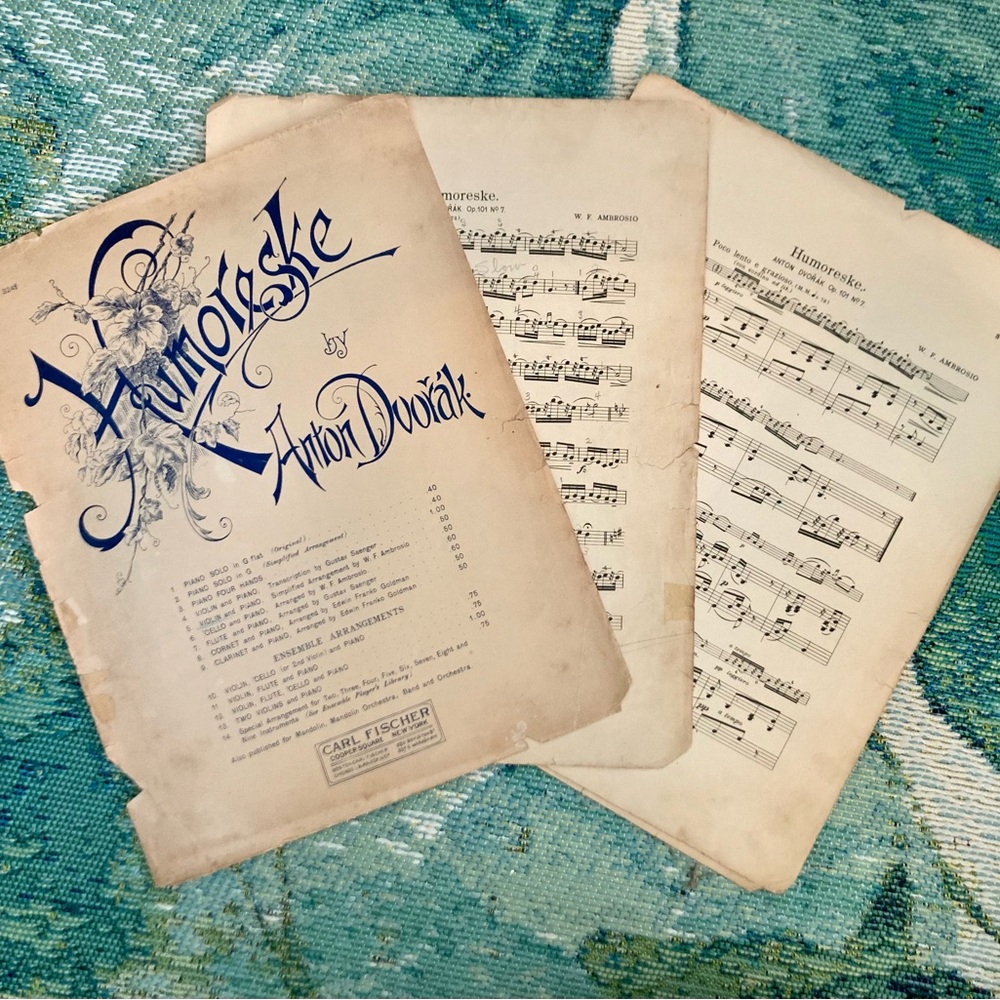 1913 Humoreske by Dvorak original
sheet music for violin and piano